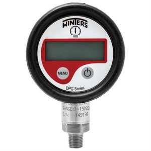 DPG SERIES, 2.5" DIAL, -15 / 0 PSI, ABS CASE, RUBBER BOOT, 1 / 4" NPT LM