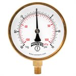100 SERIES GAUGE STEEL 3.5'' 30''-0-15 PSI / KPA 1 / 4'' NPT LM BR SOCKET