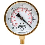 100 SERIES GAUGE STEEL 3.5'' 0-30'' VAC / KPA 1 / 4'' NPT LM BR SOCKET