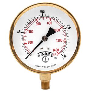 100 SERIES GAUGE STEEL 3.5'' 0-200 PSI / KPA 1 / 4'' NPT LM BR SOCKET