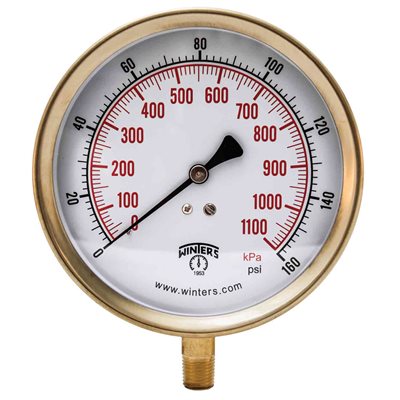 100 SERIES GAUGE ALUMINUM 4.5'' 0-160 PSI / KPA 1 / 4'' NPT LM BR SOCKET