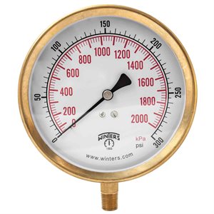 100 SERIES GAUGE ALUMINUM 4.5'' 0-300 PSI / KPA 1 / 4'' NPT LM BR SOCKET