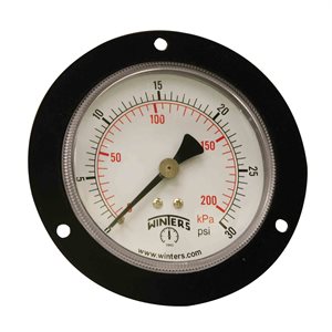 100 SERIES GAUGE STEEL 3.5'' 0-30 PSI / KPA 1 / 4'' NPT CBM BR SOCKET