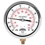 300 SERIES GAUGE ALUM  4.5'' 30''-0-60 PSI / KPA 1 / 4'' NPT LM BR SOCKET