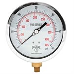 300 SERIES GAUGE ALUM  4.5'' 0-60 PSI / KPA 1 / 4'' NPT LM BR SOCKET