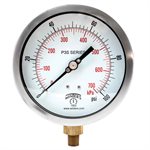 300 SERIES GAUGE ALUM  4.5'' 0-100 PSI / KPA 1 / 4'' NPT LM BR SOCKET