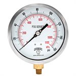 300 SERIES GAUGE ALUM  4.5'' 0-160 PSI / KPA 1 / 4'' NPT LM BR SOCKET