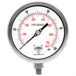 300 SERIES GAUGE ALUM  4.5'' 0-100 PSI / KPA 1 / 4'' NPT LM 316LSS SOCKET