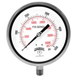 300 SERIES GAUGE ALUM  6'' 0-5000 PSI / KPA 1 / 2'' NPT LM 316LSS SOCKET