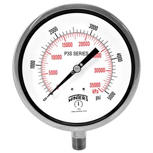 300 SERIES GAUGE ALUM 6'' 0-5000 PSI / KPA 1 / 2'' NPT LM 316LSS SOCKET