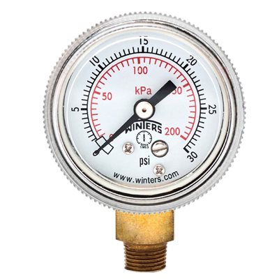 90 SERIES GAUGE STEEL 1.5'' 0-30 PSI / KPA 1 / 8'' NPT LM BR SOCKET