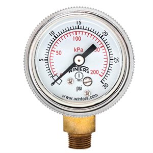 90 SERIES GAUGE STEEL 1.5'' 0-30 PSI / KPA 1 / 8'' NPT LM BR SOCKET