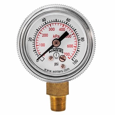 90 SERIES GAUGE STEEL 1.5'' 0-100 PSI / KPA 1 / 8'' NPT LM BR SOCKET