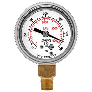 90 SERIES GAUGE STEEL 1.5'' 0-600 PSI / KPA 1 / 8'' NPT LM BR SOCKET