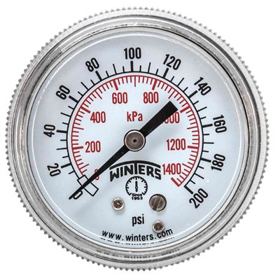 90 SERIES GAUGE STEEL 2'' 0-200 PSI / KPA 1 / 4'' NPT CBM BR SOCKET