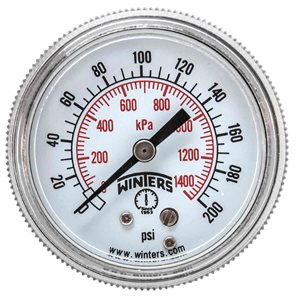 90 SERIES GAUGE STEEL 2'' 0-200 PSI / KPA 1 / 4'' NPT CBM BR SOCKET