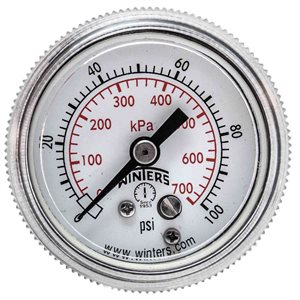 90 SERIES GAUGE STEEL 1.5'' 0-100 PSI / KPA 1 / 8'' NPT CBM BR SOCKET