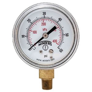 90 SERIES GAUGE STEEL 2'' 0-60 PSI / KPA 1 / 8'' NPT LM BR SOCKET