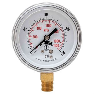90 SERIES GAUGE STEEL 2.5'' 0-160 PSI / KPA 1 / 4'' NPT LM BR SOCKET
