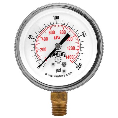 90 SERIES GAUGE STEEL 2.5'' 0-200 PSI / KPA 1 / 4'' NPT LM BR SOCKET