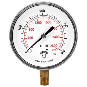 90 SERIES GAUGE STEEL 3.5'' 0-400 PSI / KPA 1 / 4'' NPT LM BR SOCKET