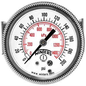 90 SERIES PANEL MOUNTED GAUGE STEEL 2'' 0-200 PSI / KPA 1 / 4'' NPT CBM BR SOCKET