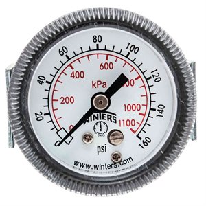 90 SERIES PANEL MOUNTED GAUGE STEEL 1.5'' 0-160 PSI / KPA 1 / 8'' NPT CBM BR SOCKET