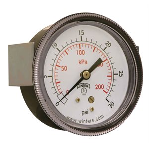 90 SERIES PANEL MOUNTED GAUGE STEEL 2.5'' 0-30 PSI / KPA 1 / 4'' NPT CBM BR SOCKET