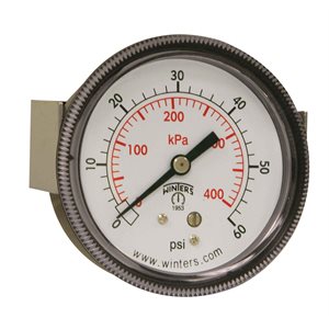 90 SERIES PANEL MOUNTED GAUGE STEEL 2.5'' 0-60 PSI / KPA 1 / 4'' NPT CBM BR SOCKET