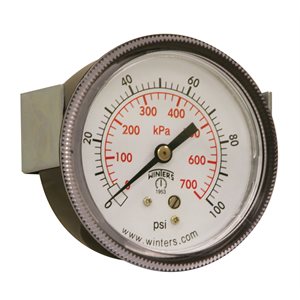 90 SERIES PANEL MOUNTED GAUGE STEEL 2.5'' 0-100 PSI / KPA 1 / 4'' NPT CBM BR SOCKET