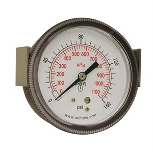 90 SERIES PANEL MOUNTED GAUGE STEEL 2.5'' 0-160 PSI / KPA 1 / 4'' NPT CBM BR SOCKET