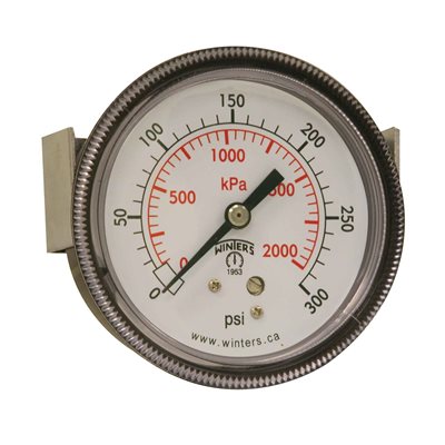 90 SERIES PANEL MOUNTED GAUGE STEEL 2.5'' 0-300 PSI / KPA 1 / 4'' NPT CBM BR SOCKET