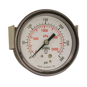 90 SERIES PANEL MOUNTED GAUGE STEEL 2.5'' 0-300 PSI / KPA 1 / 4'' NPT CBM BR SOCKET