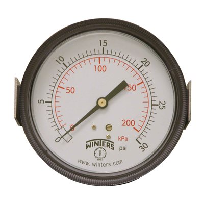 90 SERIES PANEL MOUNTED GAUGE STEEL 3.5'' 0-30 PSI / KPA 1 / 4'' NPT CBM BR SOCKET