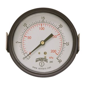 90 SERIES PANEL MOUNTED GAUGE STEEL 3.5'' 0-30 PSI / KPA 1 / 4'' NPT CBM BR SOCKET