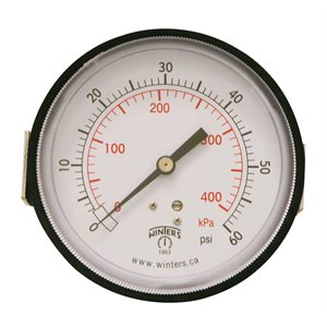 90 SERIES PANEL MOUNTED GAUGE STEEL 3.5'' 0-60 PSI / KPA 1 / 4'' NPT CBM BR SOCKET