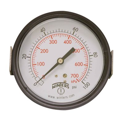 90 SERIES PANEL MOUNTED GAUGE STEEL 3.5'' 0-100 PSI / KPA 1 / 4'' NPT CBM BR SOCKET