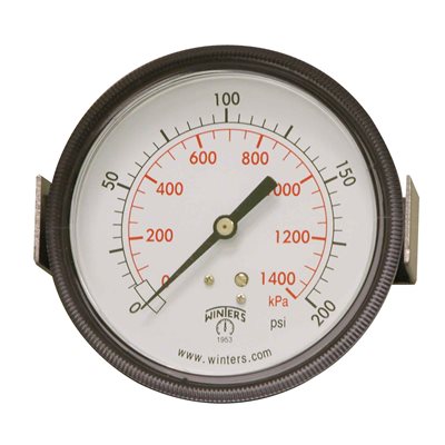 90 SERIES PANEL MOUNTED GAUGE STEEL 3.5'' 0-200 PSI / KPA 1 / 4'' NPT CBM BR SOCKET