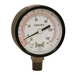 AMMONIA GAUGE STEEL 2.5'' 30''-0-150 PSI / F 1 / 4'' NPT LM STEEL