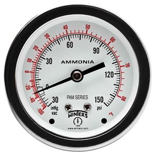 AMMONIA GAUGE 304SS 2.5'' 30''-0-150 PSI / F 1 / 4'' NPT CBM 316LSS SOCKET
