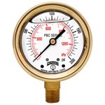 FORGED BRASS CASE GAUGE BRASS 2.5'' 30''-0-100 PSI / KPA 1 / 4'' NPT CBM BR SOCKET