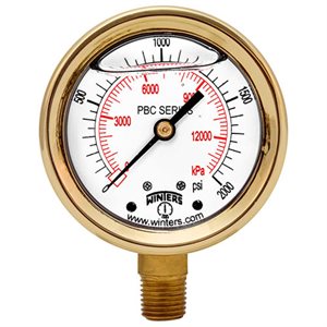 FORGED BRASS CASE GAUGE BRASS 2.5'' 0-100 PSI 1 / 4'' NPT CBM BR SOCKET