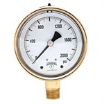 FORGED BRASS CASE GAUGE BRASS 4'' 0-2000 PSI 1 / 2'' NPT LM BR SOCKET