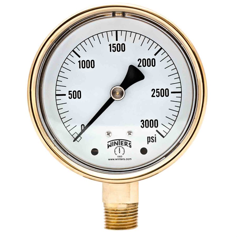 BRASS CASE GAUGE BRASS 4'' 03000 PSI 1 / 2'' NPT LM BR SOCKET