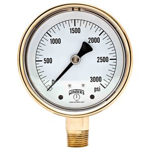 FORGED BRASS CASE GAUGE BRASS 4'' 0-3000 PSI 1 / 2'' NPT LM BR SOCKET