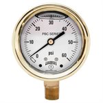 FORGED BRASS CASE GAUGE BRASS 2.5'' 0-60 PSI 1 / 4'' NPT LM BR SOCKET