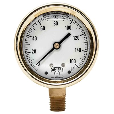FORGED BRASS CASE GAUGE BRASS 2.5'' 0-160 PSI 1 / 4'' NPT LM BR SOCKET