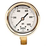 FORGED BRASS CASE GAUGE BRASS 2.5'' 0-1000 PSI 1 / 4'' NPT LM BR SOCKET