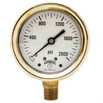 FORGED BRASS CASE GAUGE BRASS 2.5'' 0-2000 PSI 1 / 4'' NPT LM BR SOCKET