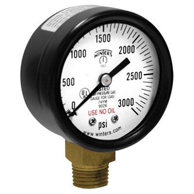 1.5" COMPRESSED GAS GAUGE, 0-60 PSI, 1 / 8" BACK